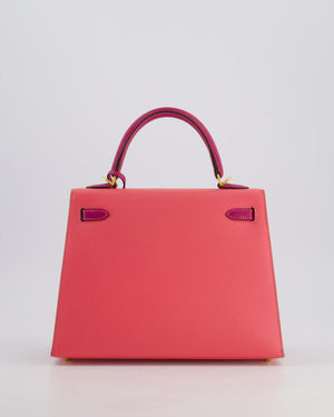 Hermès Kelly Sellier HSS 25cm Bag in Rose Azalee and Rose Pourpre Epsom Leather with Brushed Gold Hardware