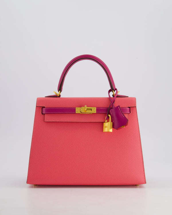 Hermès Kelly Sellier HSS 25cm Bag in Rose Azalee and Rose Pourpre Epsom Leather with Brushed Gold Hardware