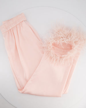 Nadine Merabi Pink Pyjama Trousers with Feather Details Size S (UK 8)