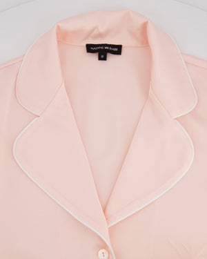 Nadine Merabi Pink Pyjama Shirt Jacket with Feather Details Size M (UK 12)
