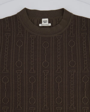 Hermès Brown Knitted Effet Kaleidoscope Short-Sleeve Sweater Size FR 36 (UK 8)