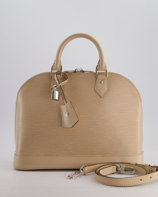 Louis Vuitton Alma MM Bag in Beige Epi Leather with Silver Hardware