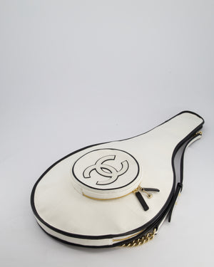 Chanel 23/C White Canvas Tennis Racket Bag with Champagne Gold Hardware