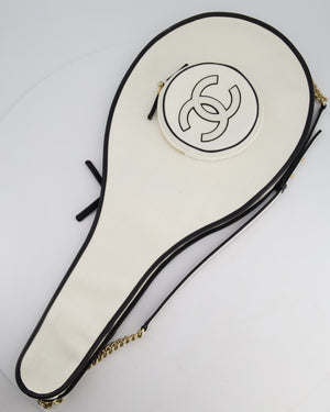 Chanel 23/C White Canvas Tennis Racket Bag with Champagne Gold Hardware