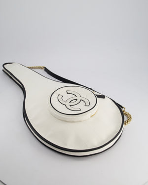 Chanel 23/C White Canvas Tennis Racket Bag with Champagne Gold Hardware