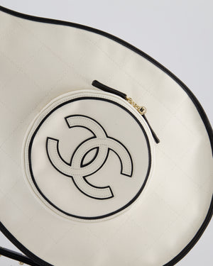 Chanel 23/C White Canvas Tennis Racket Bag with Champagne Gold Hardware