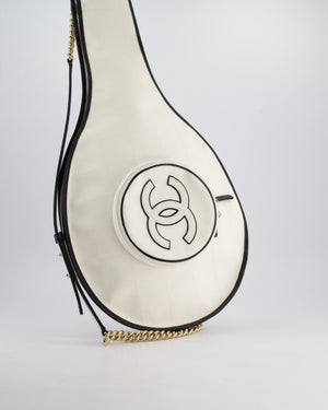 Chanel 23/C White Canvas Tennis Racket Bag with Champagne Gold Hardware