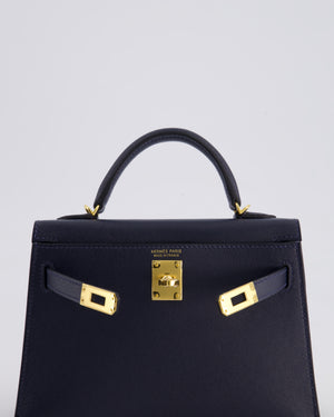 *RARE* Hermès Mini Kelly II Bag 20cm in Bleu Nuit Madame Leather with Gold Hardware