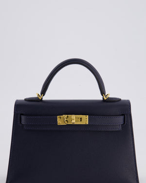 *RARE* Hermès Mini Kelly II Bag 20cm in Bleu Nuit Madame Leather with Gold Hardware