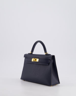 *RARE* Hermès Mini Kelly II Bag 20cm in Bleu Nuit Madame Leather with Gold Hardware