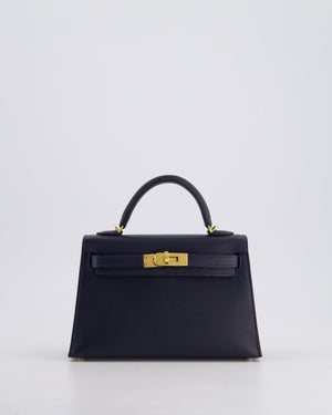 *RARE* Hermès Mini Kelly II Bag 20cm in Bleu Nuit Madame Leather with Gold Hardware