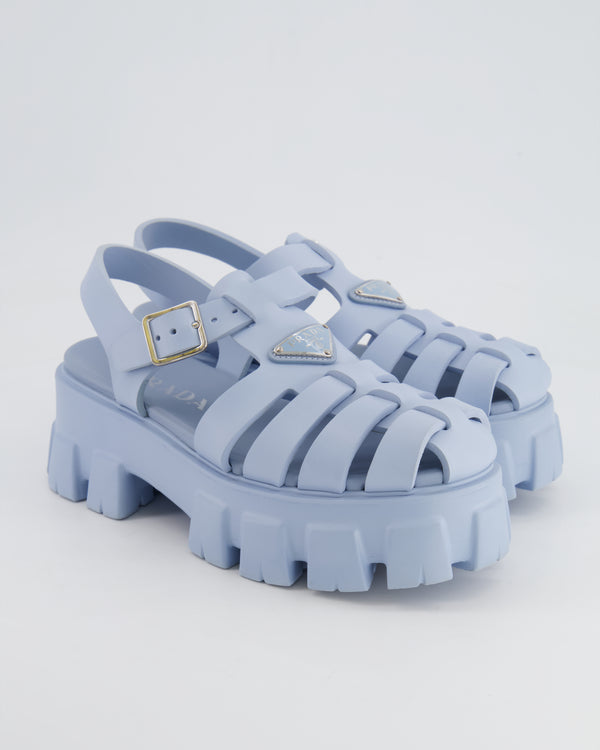 Prada Blue Rubber Platform Monolith Sandals Size EU 38 RRP £650