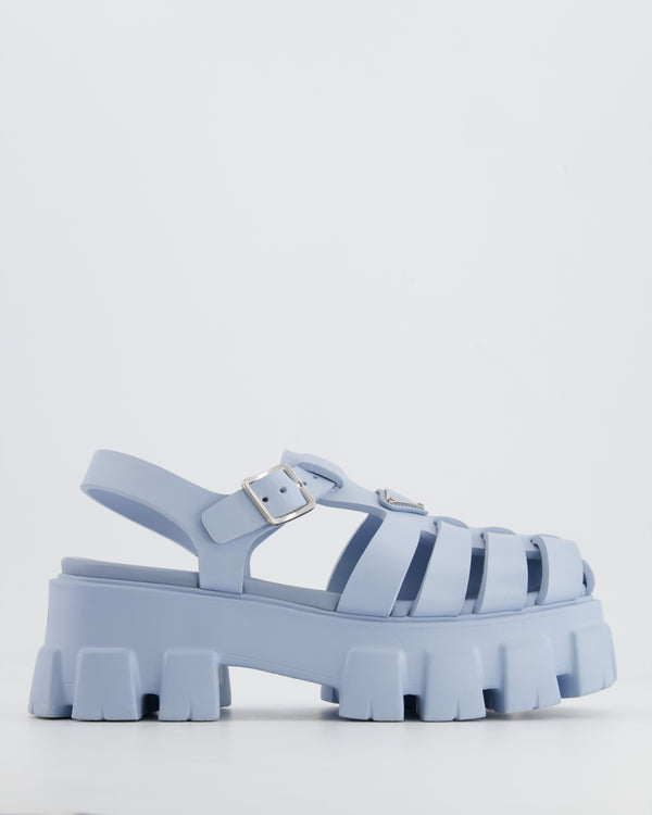 Prada Blue Rubber Platform Monolith Sandals Size EU 38 RRP £650