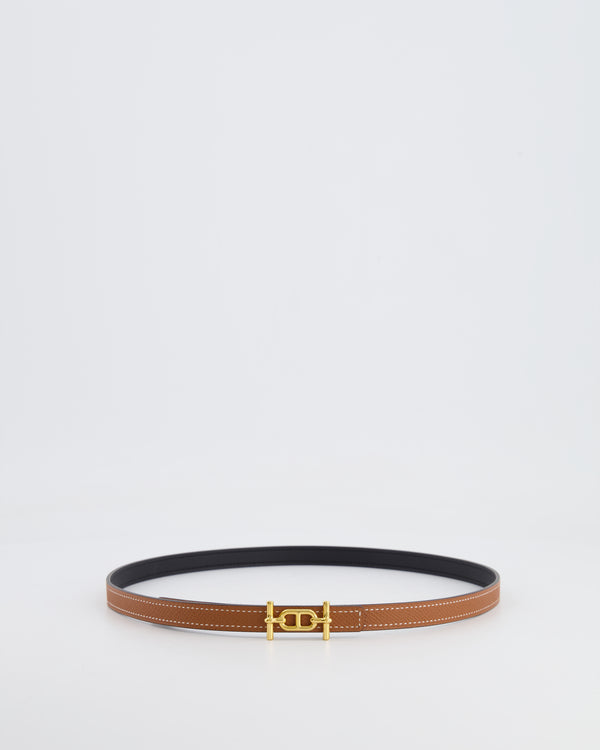 Hermès Black and Gold Reversible 13mm Belt with Gold Ancre Buckle Size 75 RRP £530