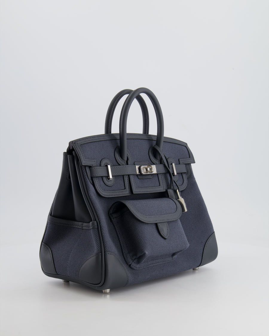 Hermès Cargo Birkin 25cm Bag Toile Goeland Swift in Gris Misty with Palladium Hardware