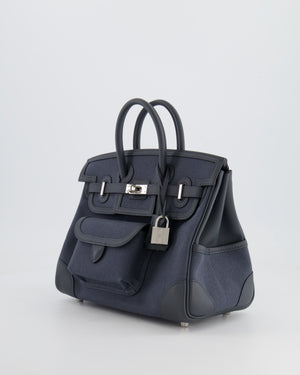 Hermès Cargo Birkin 25cm Bag Toile Goeland Swift in Gris Misty with Palladium Hardware
