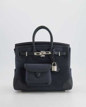 Hermès Cargo Birkin 25cm Bag Toile Goeland Swift in Gris Misty with Palladium Hardware