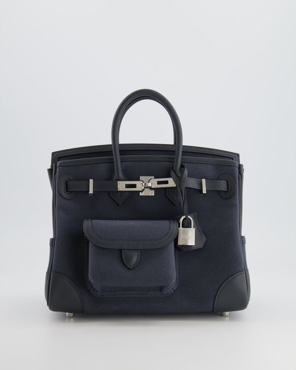 Hermès Cargo Birkin 25cm Bag Toile Goeland Swift in Gris Misty with Palladium Hardware
