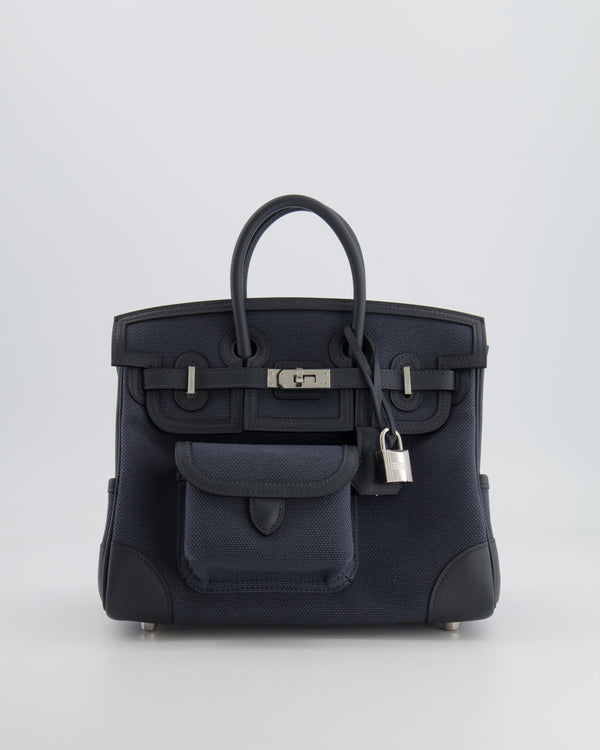 Hermès Cargo Birkin 25cm Bag Toile Goeland Swift in Gris Misty with Palladium Hardware