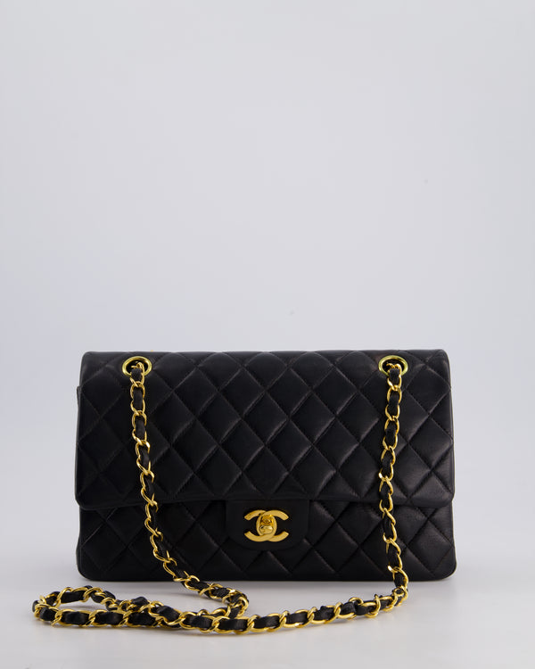 *STUNNING VINTAGE* Chanel Vintage Black Medium Classic Double Flap Bag in Lambskin Leather with 24k Gold Hardware