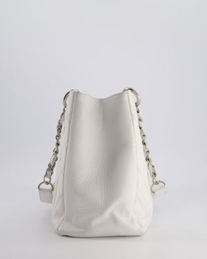 Chanel White GST Tote Bag in Caviar Leather with Silver Hardware