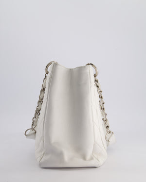 Chanel White GST Tote Bag in Caviar Leather with Silver Hardware