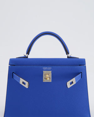 Hermès Mini Kelly II 20cm Bag in Bleu Hydra Epsom Leather with Electrum Hardware