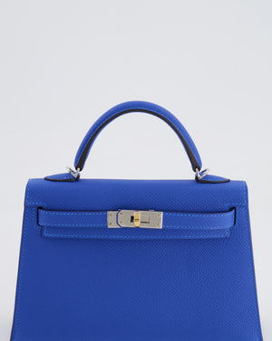 Hermès Mini Kelly II 20cm Bag in Bleu Hydra Epsom Leather with Electrum Hardware