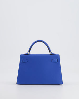 Hermès Mini Kelly II 20cm Bag in Bleu Hydra Epsom Leather with Electrum Hardware