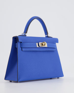 Hermès Mini Kelly II 20cm Bag in Bleu Hydra Epsom Leather with Electrum Hardware