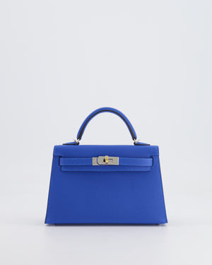Hermès Mini Kelly II 20cm Bag in Bleu Hydra Epsom Leather with Electrum Hardware