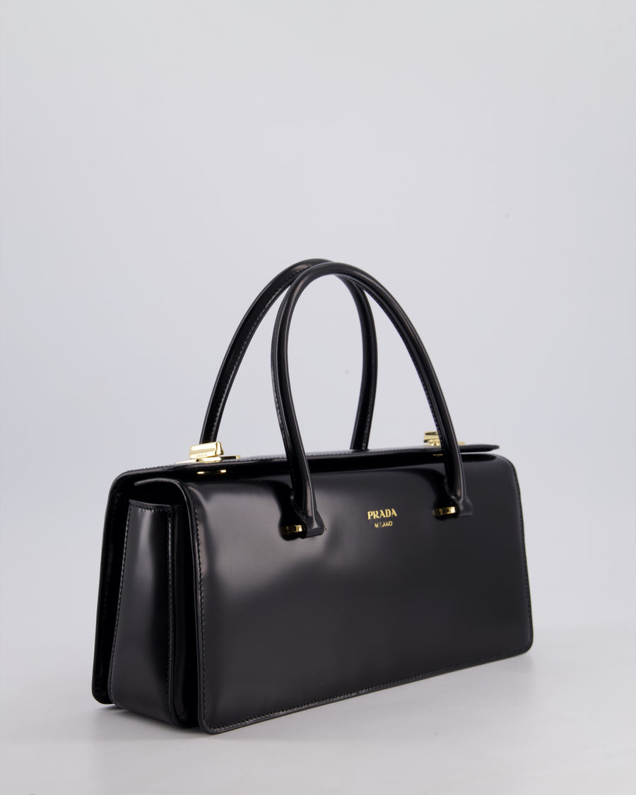 Prada Brushed Leather East-West SS25 Handbag with Gold Hardware