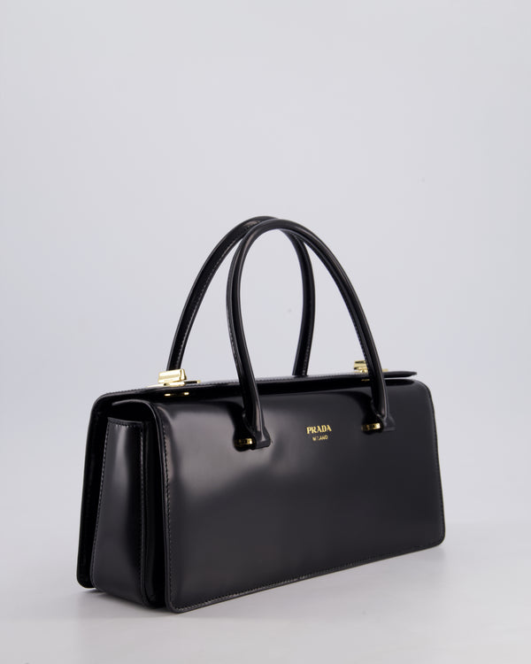 Prada Brushed Leather East-West SS25 Handbag with Gold Hardware