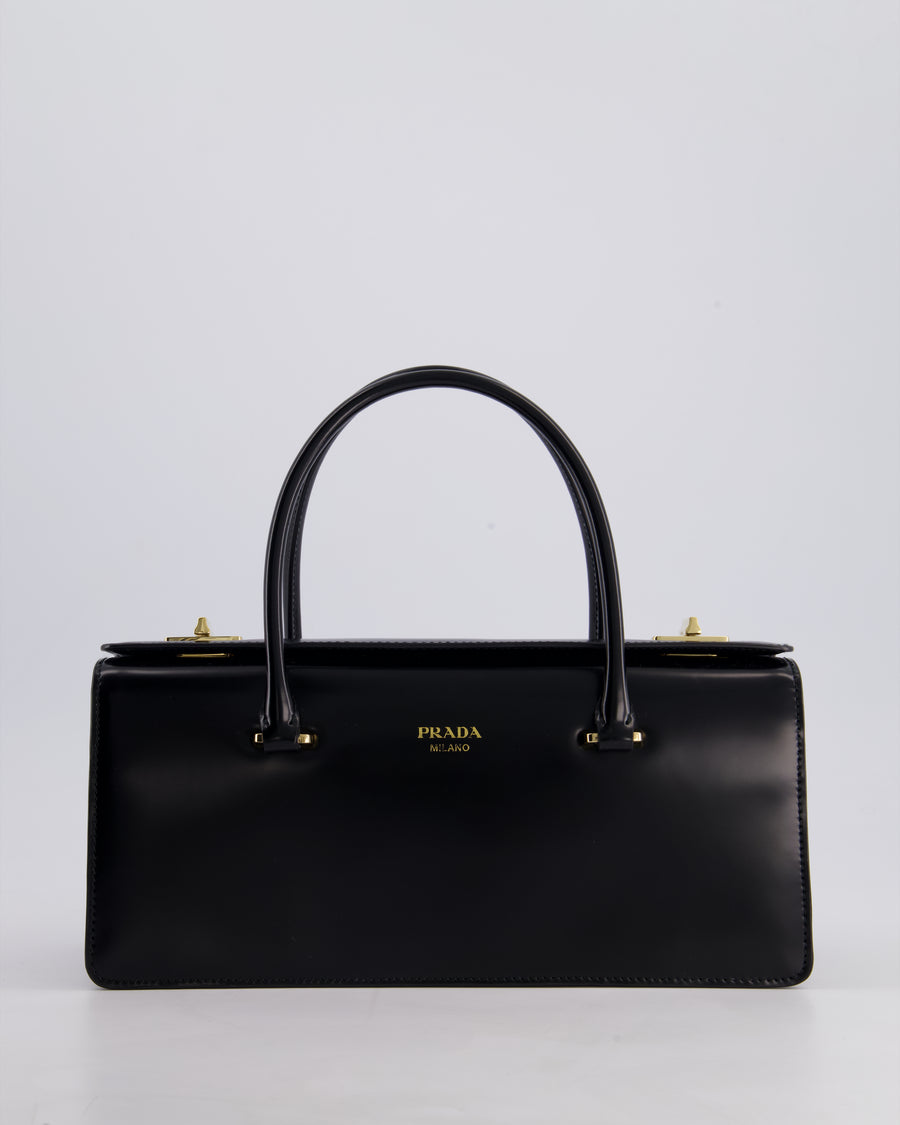 Prada Brushed Leather East-West SS25 Handbag with Gold Hardware