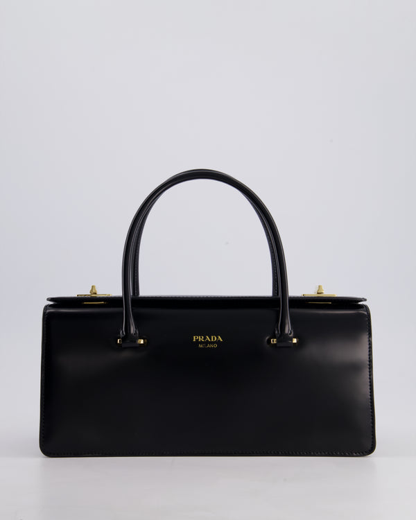 Prada Brushed Leather East-West SS25 Handbag with Gold Hardware