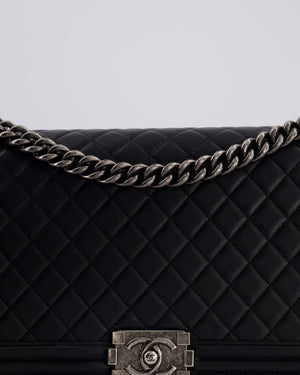Chanel Black Medium Boy Bag in Lambskin Leather with Ruthenium Hardware