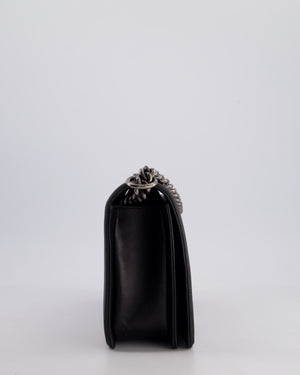 Chanel Black Medium Boy Bag in Lambskin Leather with Ruthenium Hardware