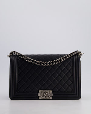 Chanel Black Medium Boy Bag in Lambskin Leather with Ruthenium Hardware