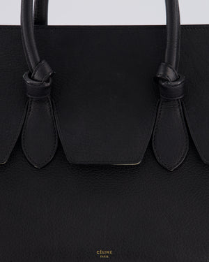 Celine Black Tie Knot Handbag in Grained Leather with Gold Hardware