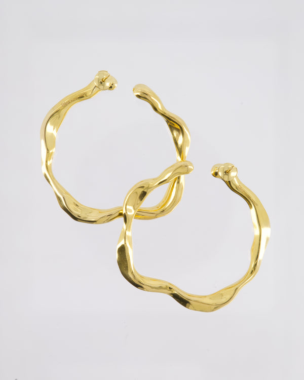 *HOT* Christian Dior 18K Gold Nougat Hoop Earrings