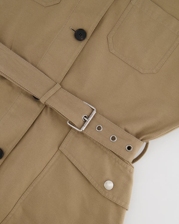Christian Dior Beige Short-Sleeve Midi Dress with Belt and CD Logo Detail Size FR 42 (UK 14)
