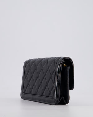 Chanel Black Patent Wallet on Chain Bag in Lambskin Leather with Champagne Gold Hardware