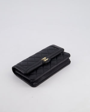 Chanel Black Patent Wallet on Chain Bag in Lambskin Leather with Champagne Gold Hardware