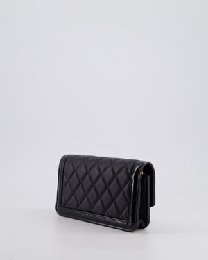 Chanel Black Patent Wallet on Chain Bag in Lambskin Leather with Champagne Gold Hardware