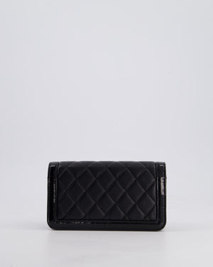 Chanel Black Patent Wallet on Chain Bag in Lambskin Leather with Champagne Gold Hardware