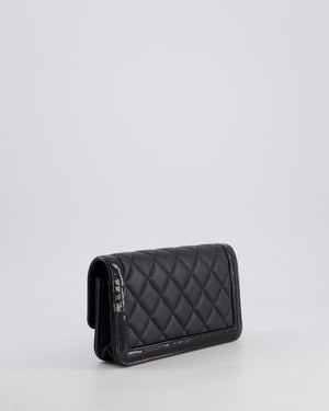 Chanel Black Patent Wallet on Chain Bag in Lambskin Leather with Champagne Gold Hardware