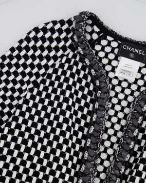 Chanel White and Black Checkered Coat with Trim Detailing Size FR 34 (UK 6) RRP £4,100