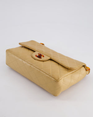 *FIRE PRICE* Chanel Vintage Beige Medium Single Flap Bag in Lambskin Leather with Tortoiseshell Hardware