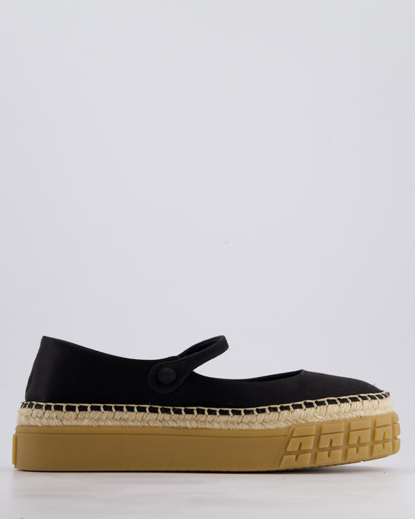 Prada Black Satin Mary-Jane Raffia Ballet Flats Size EU 38.5
