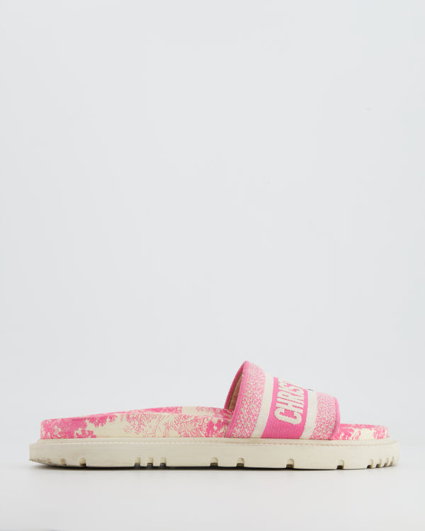 *FIRE PRICE* Christian Dior White and Neon Pink Dway Slide Size EU 38 RRP £620